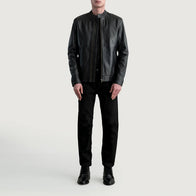 Zen Black Leather Biker Jacket by Dash Racegear - men Jacket view 4