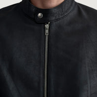 Zen Tumbled Black Leather Biker Jacket by Dash Racegear - men Jacket view 5