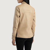 Zenith Beige Leather Shirt Jacket by Dash Racegear - women Jacket view 5