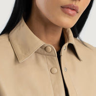 Zenith Beige Leather Shirt Jacket by Dash Racegear - women Jacket view 6