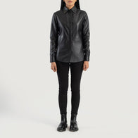 Zenith Black Leather Shirt Jacket by Dash Racegear - women Jacket view 3
