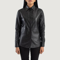 Zenith Black Leather Shirt Jacket by Dash Racegear - women Jacket view 4