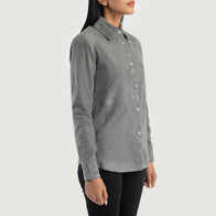 Zenith Grey Suede Leather Shirt Jacket by Dash Racegear - women Jacket view 2