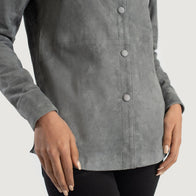 Zenith Grey Suede Leather Shirt Jacket by Dash Racegear - women Jacket view 6