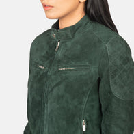 Zenna Green Suede Bomber Jacket by Dash Racegear - women Jacket view 6