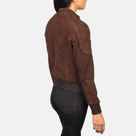 Zenna Mocha Suede Bomber Jacket by Dash Racegear - women Jacket view 5
