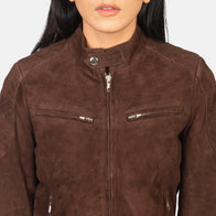 Zenna Mocha Suede Bomber Jacket by Dash Racegear - women Jacket view 6