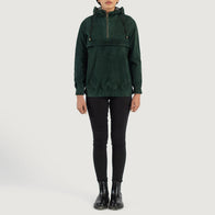Zest Green Hooded Suede Pullover Jacket by Dash Racegear - women Jacket view 3