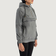 Zest Grey Hooded Suede Pullover Jacket by Dash Racegear - women Jacket view 2
