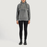 Zest Grey Hooded Suede Pullover Jacket by Dash Racegear - women Jacket view 3
