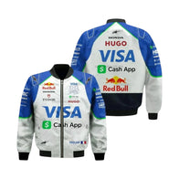 2025 Isack Hadjar Visa Cash App F1 Vintage Racing Jacket | DASH RACEGEAR