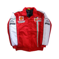 Scuderia Ferrari F1 Red & White Vintage Racing Jacket 2025 Edition | DASH RACEGEAR