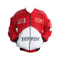 Ferrari F1 Quilted Vintage Racing Jacket Red Black | DASH RACEGEAR