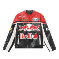 Red Bull Racing Vintage Leather Jacket – Classic Motorsport Edition | DASH RACEGEAR