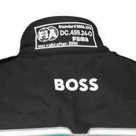 Front view of Felipe Drugovich’s black 2025 Aston Martin Aramco F1 race suit – Dash Racegear.