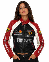 Vintage Ferrari F1 racing leather jacket