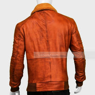 Mens Waxed Brown Distressed Pilot Aviator Bomber Jacket Bomber Jacket men detail view 4 | Dash Racegear — Mens Waxed Brown Fur Collar Jacket