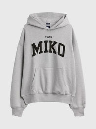 Young Miko Gap Hoodie Hoodie unisex front product view | Dash Racegear — Gap x Young Miko 2026 unisex grey fleece hoodie, cozy and great for casual daily wear.