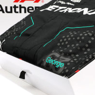 Sponsor logos on George Russell 2024 Mercedes F1-inspired race suit