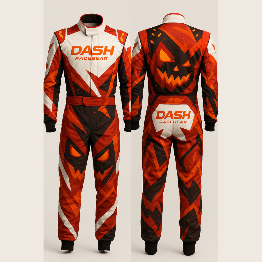 Jack-O'-Lantern Blaze Halloween Race Suit by Dash Racegear, product gallery view 1 of 4