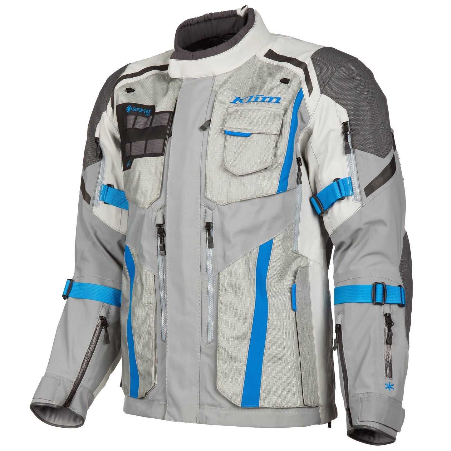 Klim Badlands Pro V4 Gore-Tex Jacket - Cool Gray / Electric Blue Lemonade by Klim - clearance motorcycle jacket