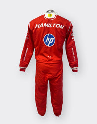 Front of Lewis Hamilton’s 2026 Ferrari HP replica F1 race suit with number 44 – Dash Racegear.