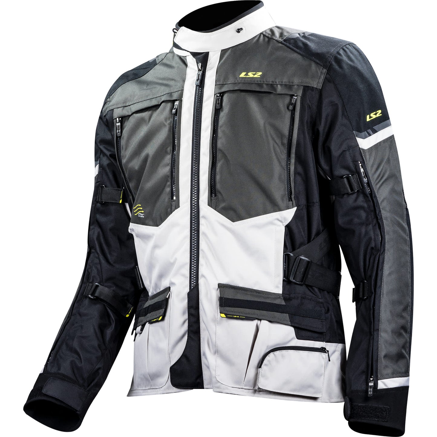 LS2 Norway Textile Jacket - Black / Grey / Light Grey / Yellow by LS2 - clearance motorcycle jacket