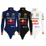 Max Verstappen 2025 F1 Women Bodysuit and Onesie Red Bull Blue by Dash Racegear, front product view, design 8560