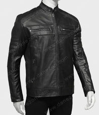 Black Johnson Men Leather Jacket Leather Jacket men detail view 5 | Dash Racegear — Johnson Black Biker Jacket Men
