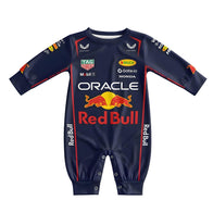 Red Bull Longsleeve Jumpsuit 2025 front view baby onesie by Dash Racegear