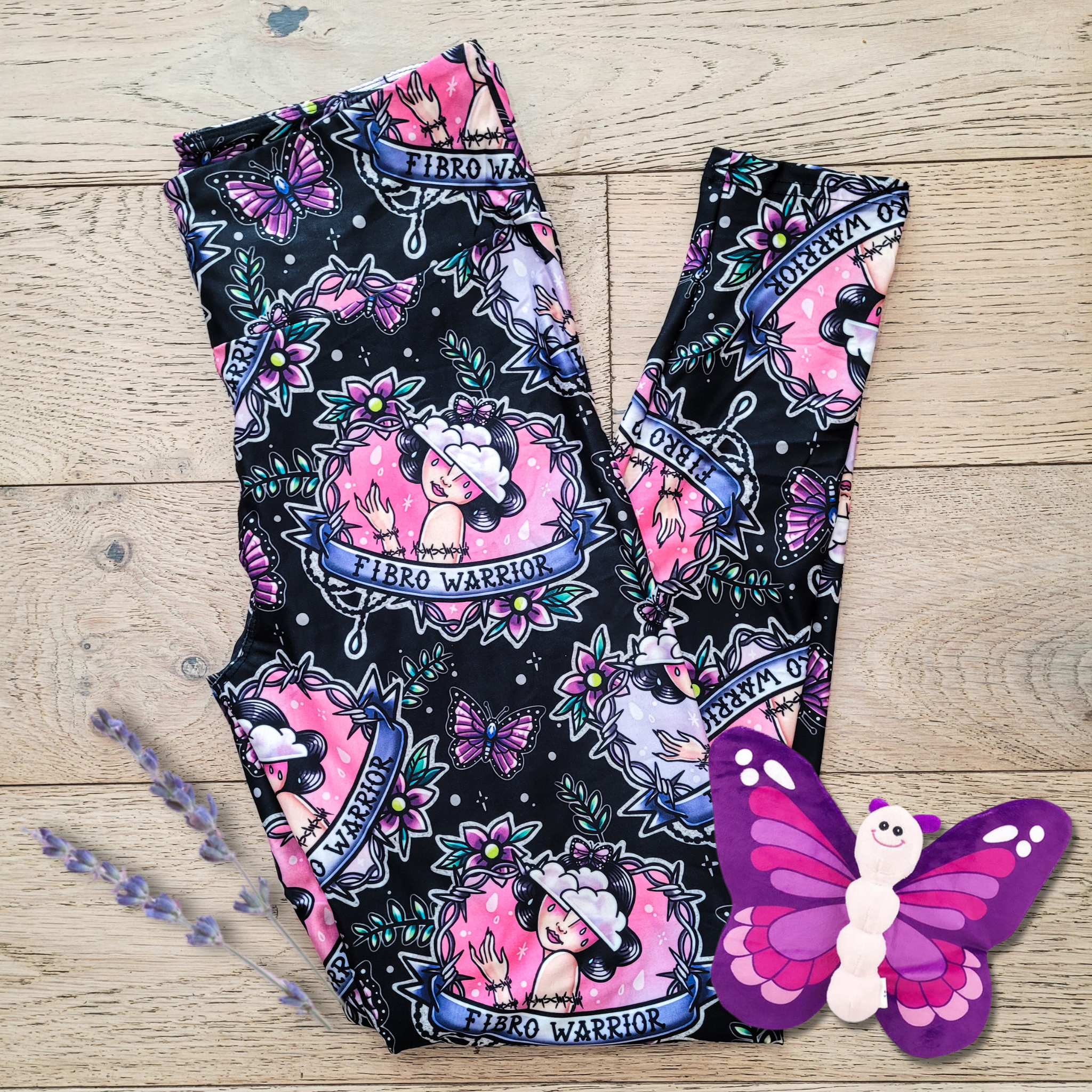 Fibro Warrior (Exclusive) - Fibromyalgia Chronic Pain High-quality Handcrafted Vibrant Leggings