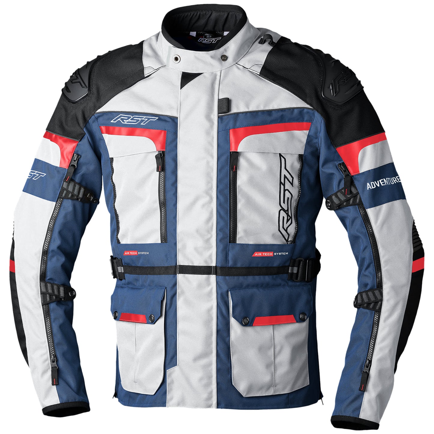 RST Pro Series Adventure-X CE Textile Jacket - Silver / Blue / Red by RST - clearance motorcycle jacket