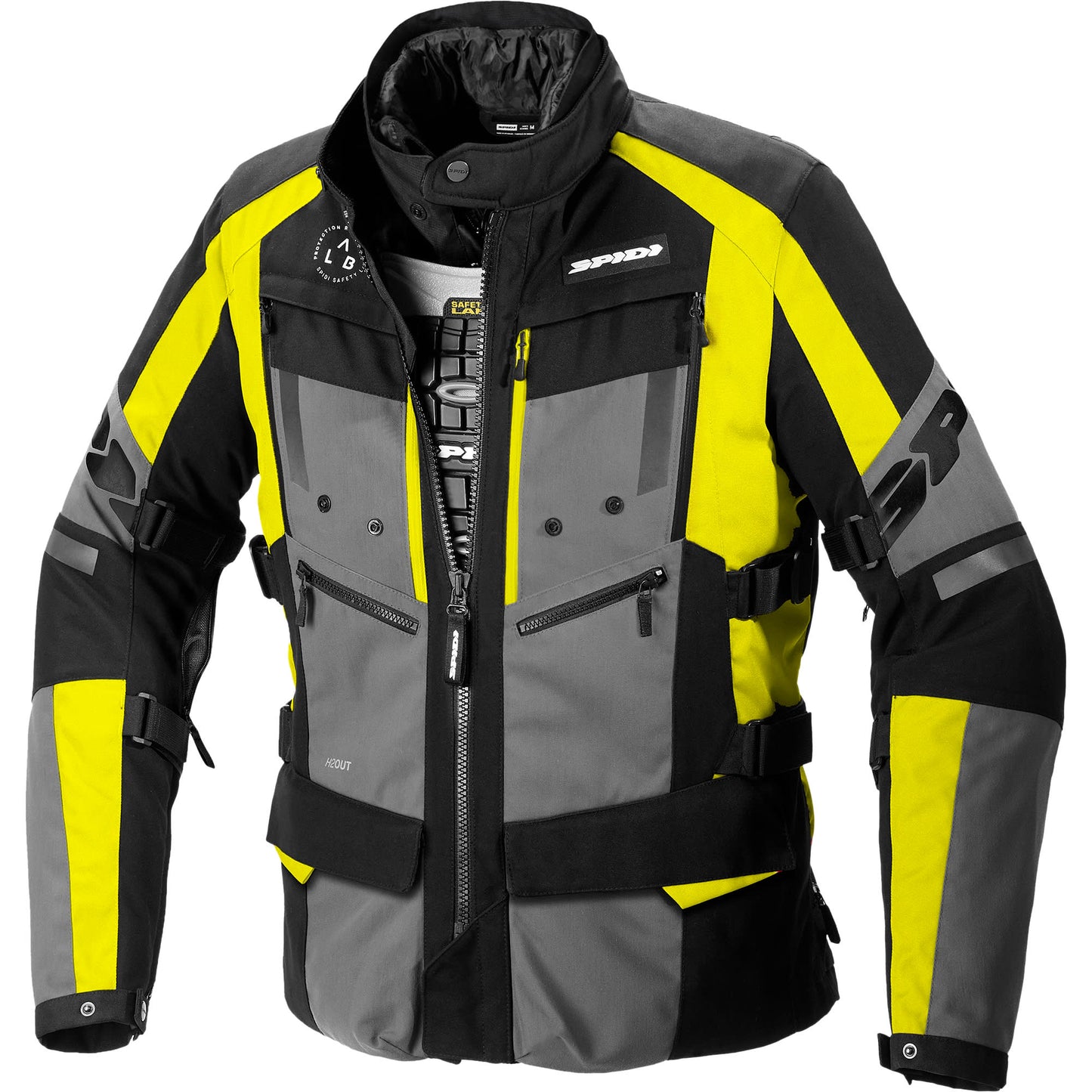 Spidi 4 Season Evo H2Out Textile Jacket - Black / Grey / Fluo Yellow by Spidi - clearance motorcycle jacket