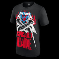 Men's Black CM Punk Chicago Made Red, White & Blue T-Shirt - DASH RACEGEAR image 2