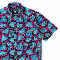 Men's RSVLTS Blue WWE 90's Style KUNUFLEX Button-Down Short Sleeve Shirt