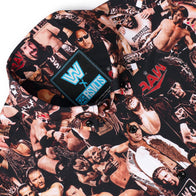 Men's RSVLTS Black WWE Attitude Era KUNUFLEX Button-Down Short Sleeve Shirt