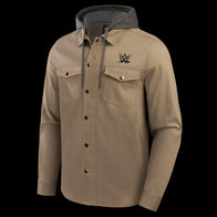 Men's Darius Rucker Collection by Fanatics Tan WWE Logo Full-Snap Hooded Jacket