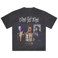 Men's Black WWE Logo Come Get Some Snow Wash Boxy T-Shirt
