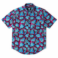 Men's RSVLTS Blue WWE 90's Style KUNUFLEX Button-Down Short Sleeve Shirt