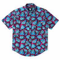 Men's RSVLTS Blue WWE 90's Style KUNUFLEX Button-Down Short Sleeve Shirt