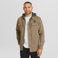 Men's Darius Rucker Collection by Fanatics Tan WWE Logo Full-Snap Hooded Jacket
