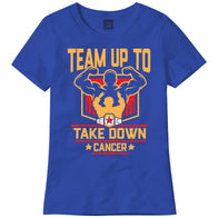 Women's Blue WWE Connor's Cure Team Up To Take Down Cancer T-Shirt