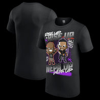 Men's Black Damian Priest & R-Truth Rise Up Wepa Up Cartoon T-Shirt - DASH RACEGEAR image 1