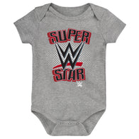 Newborn Red/Black WWE Three-Piece Bodysuit Set