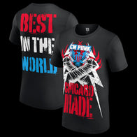 Men's Black CM Punk Chicago Made Red, White & Blue T-Shirt - DASH RACEGEAR image 1