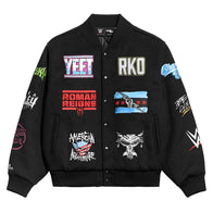 Men's Chalk Line Black WWE Superstar Logos Full-Snap Varsity Jacket
