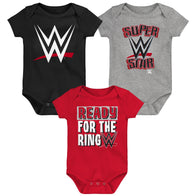 Newborn Red/Black WWE Three-Piece Bodysuit Set