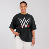 Women's WEAR by Erin Andrews Black WWE Logo Boyfriend T-Shirt