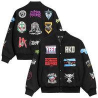 Men's Chalk Line Black WWE Superstar Logos Full-Snap Varsity Jacket