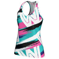 Women's ProSphere White WWE 90s Jazz Cup Racerback Tank Top
